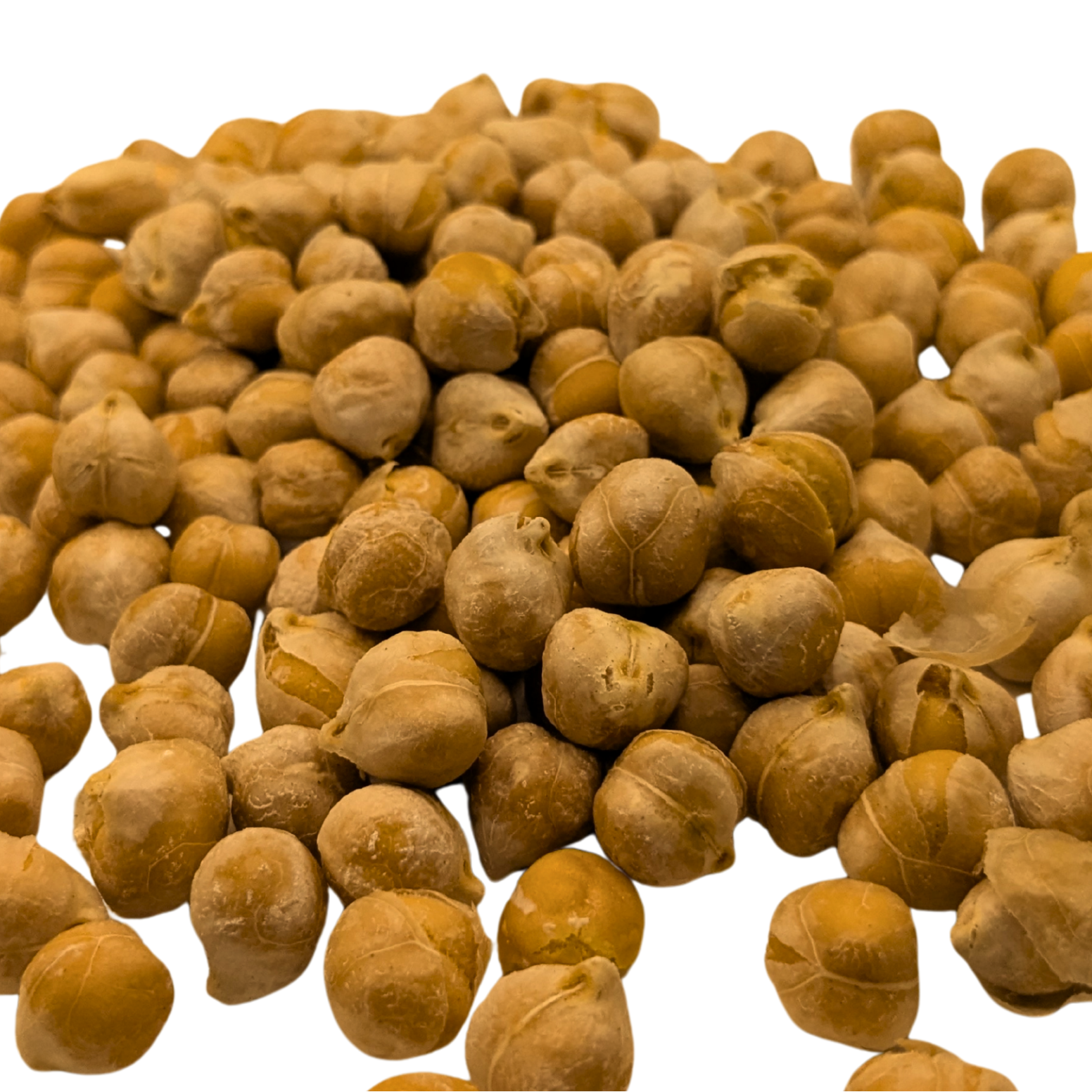 A pile of freeze dried chickpeas