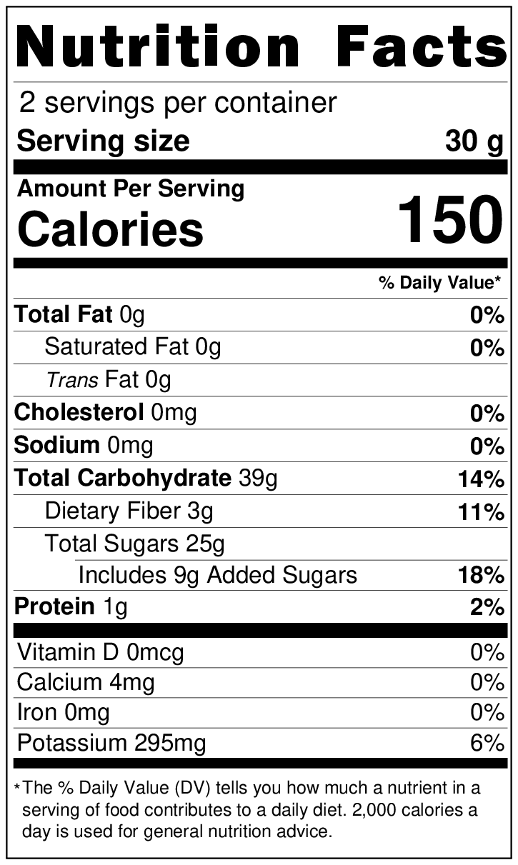 A nutrition label