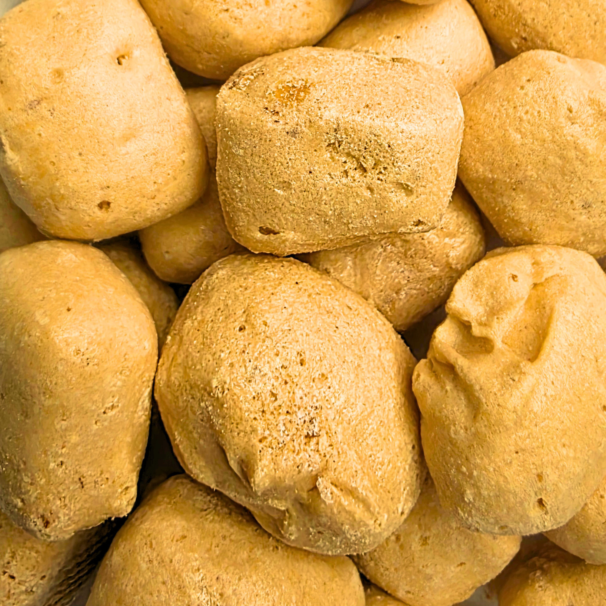 Freeze dried honey candy, which is fluffy and brownish yellow