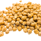 A pile of freeze dried chickpeas in a golden-beige color, isolated on a solid white background.