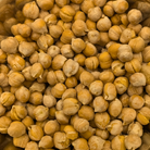 Freeze dried chick peas in a metal bowl