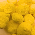 Close pile of freeze dried banana taffy