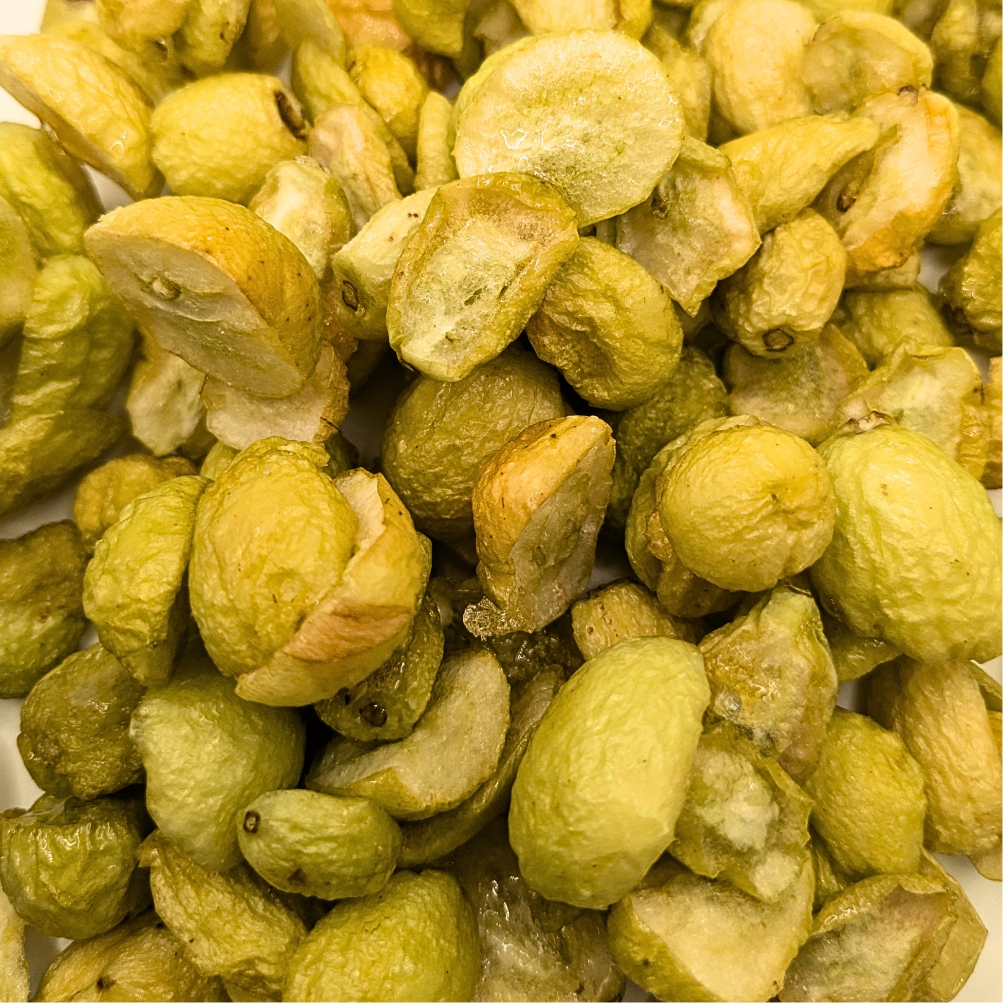 Pile of freeze dried cotton candy grapes