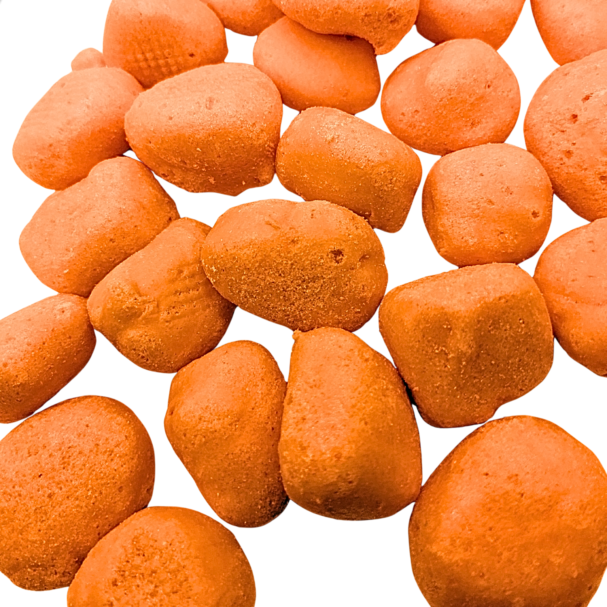 Pile of freeze dried orange taffy