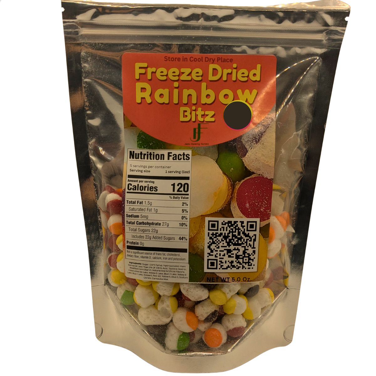 A bag of Freeze Dried Rainbow Bitz
