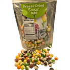 A package for Freeze Dried Sour Bitz with the candy in the front on a white background