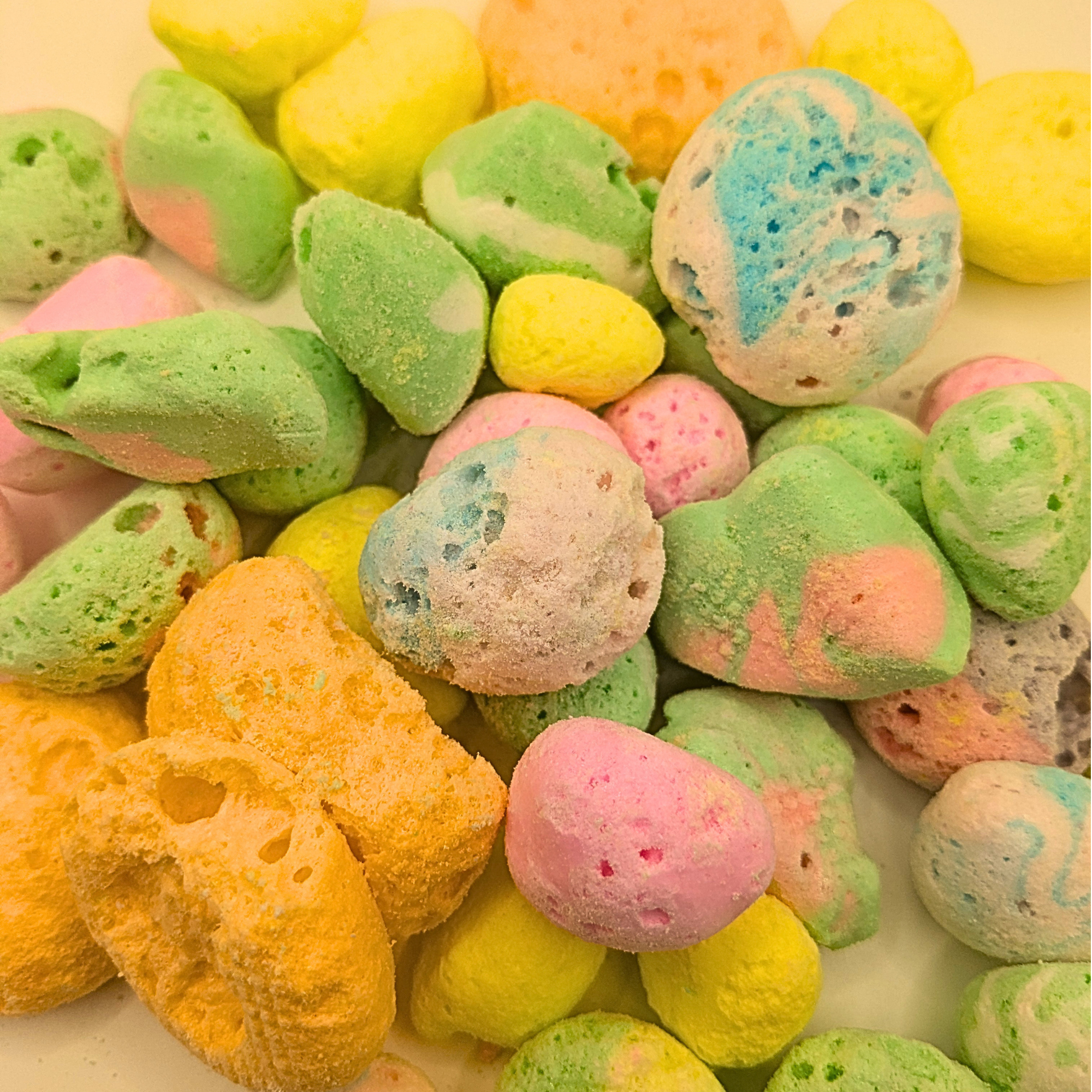 A pile of assorted freeze dried taffy