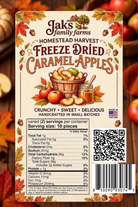 Label for Freeze Dried Caramel Apples from Jaks Family Farms