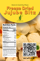 Packaging of Freeze Dried Jujube Bitz with nutritional information and QR code 