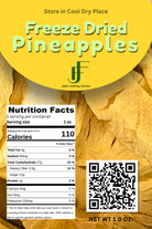 Package of freeze-dried pineapples with nutrition facts label