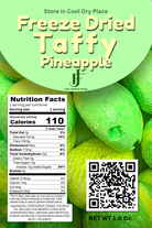 Nutrition facts for freeze dried Pineapple Taffy 