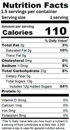 Nutrition label for freeze dried pineapple taffy