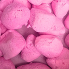 Freeze dried strawberry taffy, which is fluffy and pink
